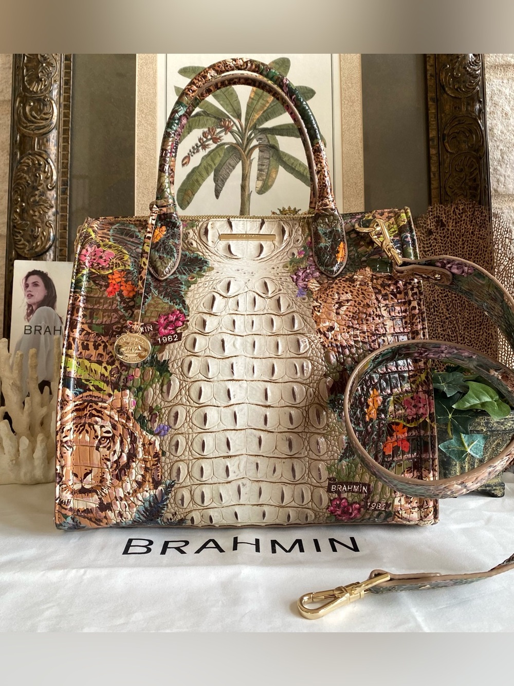 ๐ด๐๐พ EXOTIC and GORGEOUS ACADIA OMBRE CAROLINE Satchel by Brahmin - Picture 13 of 13